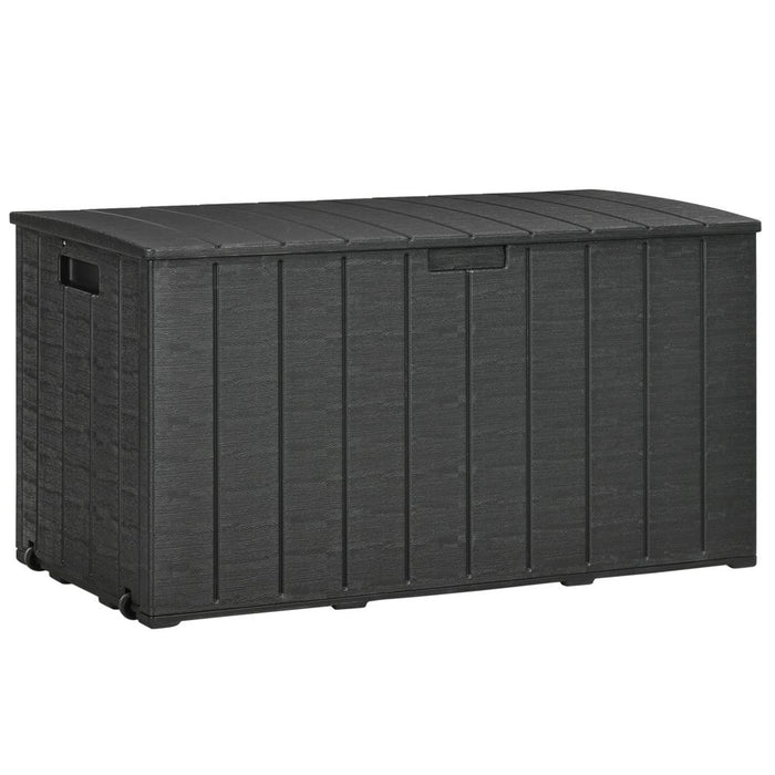 Outsunny 336L Rolling Garden Storage Box, Black - Durable Plastic Container