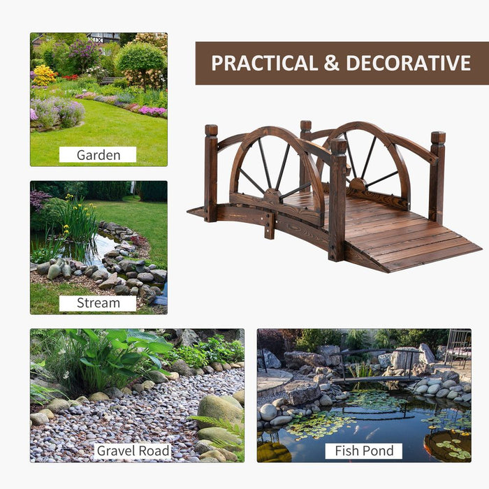 Decorative Wooden Garden Bridge - Arc Footbridge, Safety Guardrail - High Quality & Unique Design