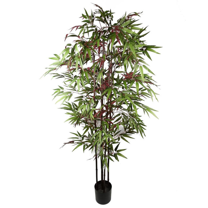 180cm Artificial Bamboo: Premium Quality with Red Green Silk Leaves