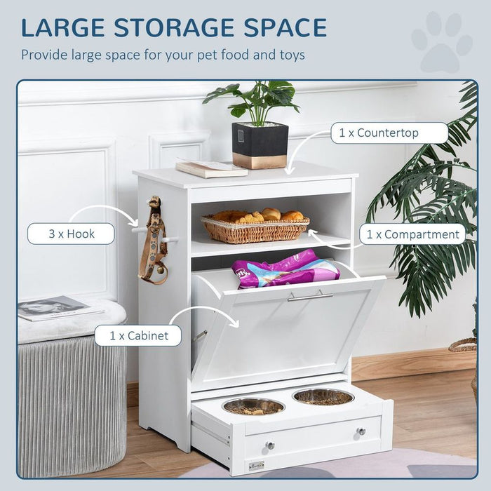 PawHut Pet Feeder Station Dog and Cat Food Storage Feeding Station Food Cabinet