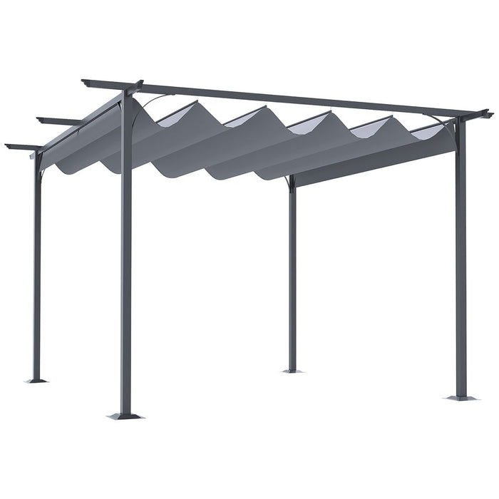 Premium 3.5M x 3.5M Retractable Canopy Pergola: Metal, Grey, Steel. Create Outdoor Oasis!