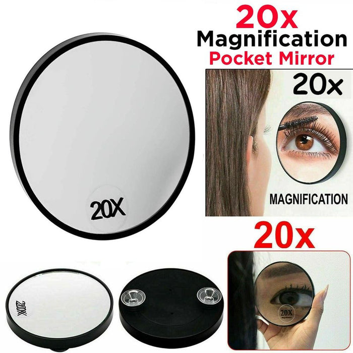 Crystal Clear 20X Magnifying Mirror | Makeup Cosmetic & Eye Makeup | Travel Size Suction Mirror | Professional Quality