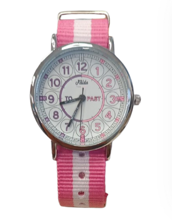 Relda Girls Time Teacher Watch REL111 | Analogue Nylon Strap, Bold Numbers, Quartz Movement | 1-Year Guarantee