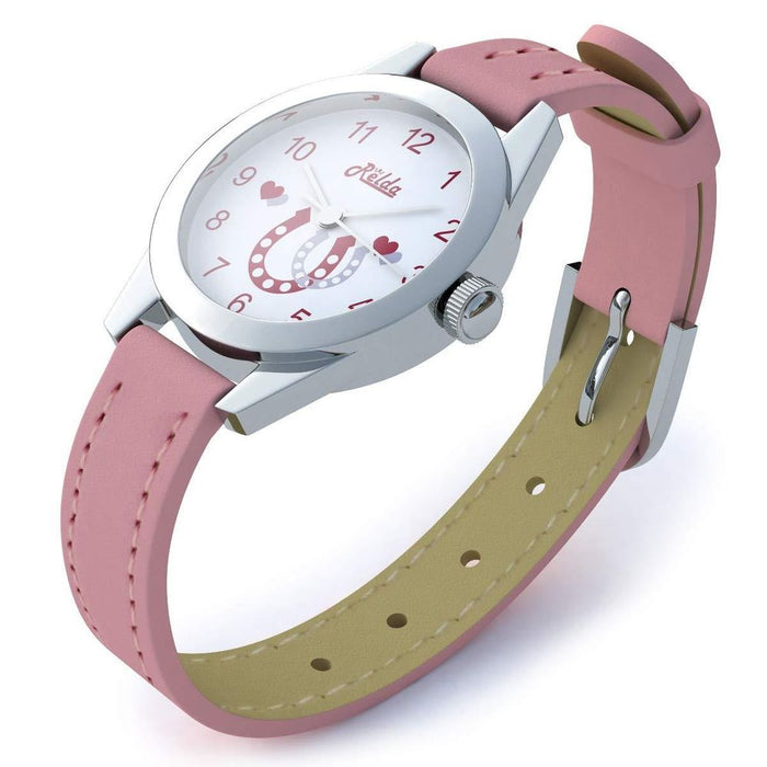 Deluxe Relda Pink Horse Watch & Jewellery Set - High-Quality Gifts for Kids, Silvertone Horse Necklace & Bracelet Included