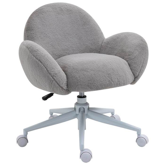 Fluffy Grey Leisure Chair-Office Chair w/ Backrest & Armrest-Best Quality