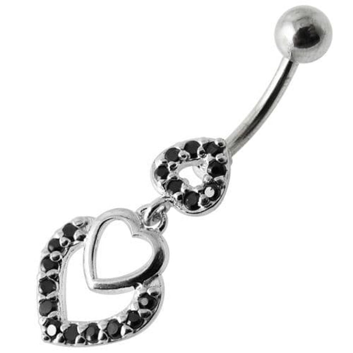 Fancy Jeweled Multi Heart Dangling Navel Ring