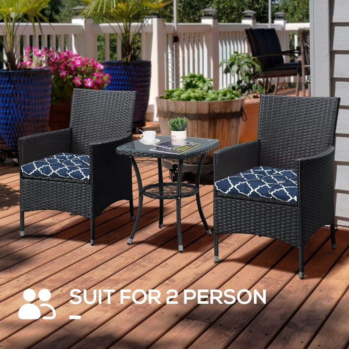 Outsunny Set of 2 Blue Chair Cushions - Garden Seat Pads with Ties - High-Quality & Stylish Design