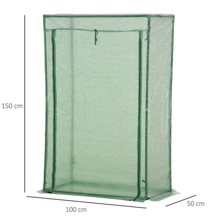 High-Quality 100x50x150cm Greenhouse PE Cover, Zipper Door, Outdoor, Green