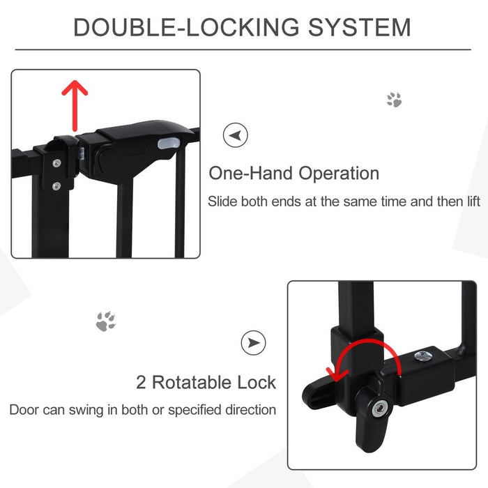 Premium Pet Gate 3 Extensions & Adjustable Screws - Pawhut - Safe & Easy Assembly