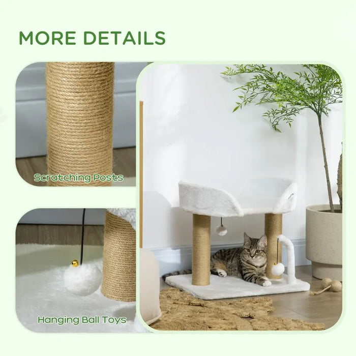 42cm Indoor Cat Tree Kitty Play Tower, Jute Scratching Post, Toy Balls - High Quality, Easy Assembly, Perfect for Playful Cats