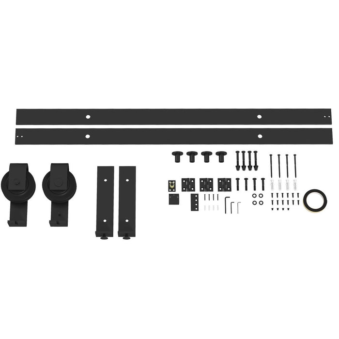 HOMCOM 5FT/153CM Bi-Folding Sliding Barn Door Hardware Kit Sliding Door Kit