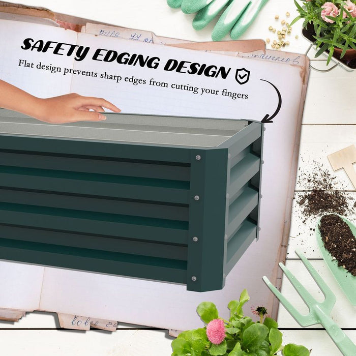 Outsunny Steel Planter Box Set, 2-Pack, Green - Durable & Easy to Grow!