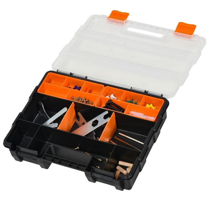 DURAND 4-Pack Tool & Hardware Storage Boxes - PP, Size Variety, Black/Orange