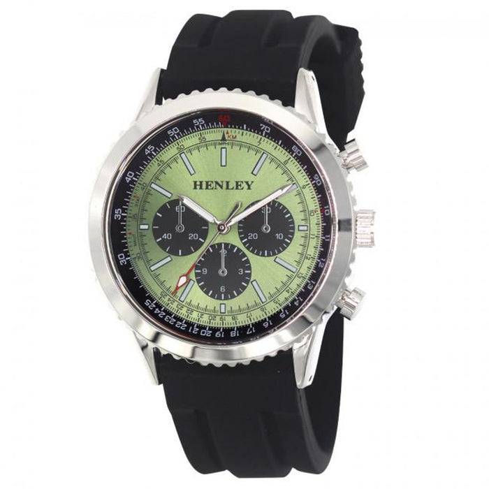 Henley Multi Eye Green Dial Sports Watch - High Quality Black Silicone Strap - H02220.11