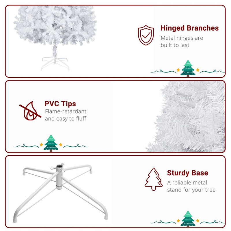 6FT Iron Leg White Christmas Tree with 400 Branches