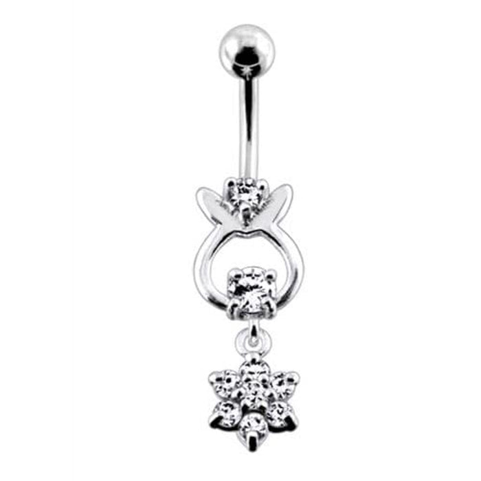 Bunny Jeweled Hanging Flower Dangling Belly Ring