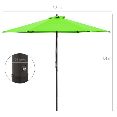 2.8m Patio Sun Umbrella Parasol Outdoor Green BASE NOT INCLUDED