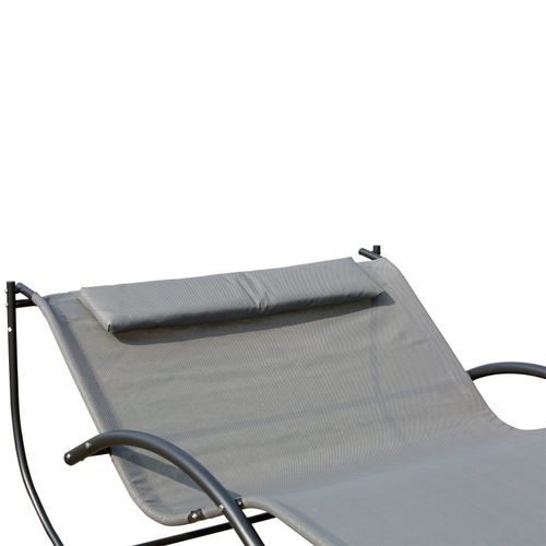 Double Hammock Chair Sun Lounger Swing Rock Seat Grey Rocker W/ Pillow Bed
