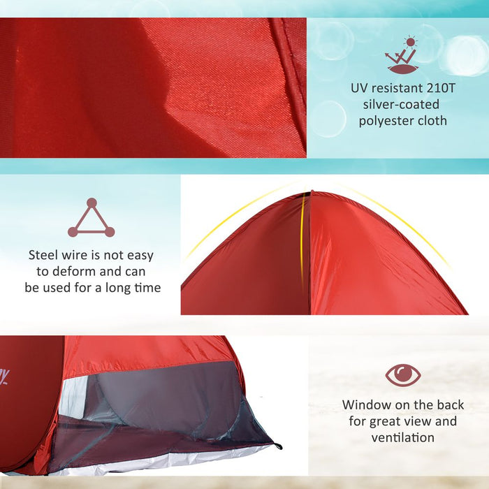 Outsunny Red Beach Tent: Instant Camping Pop up Sun Shade Shelter