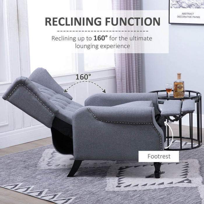 Luxury Recliner Armchair | Fabric Reclining Chair w/ Footrest | Light Grey | Free Shipping