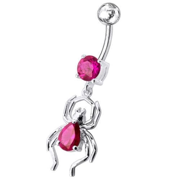 Fancy Jeweled Spider Dangling Belly Ring