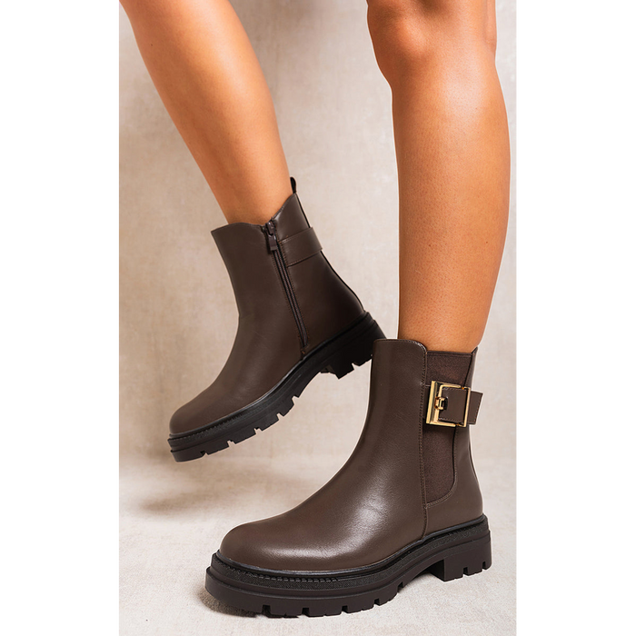 Chelsea Ankle Boots with Inner Zipper and Elastic Insert