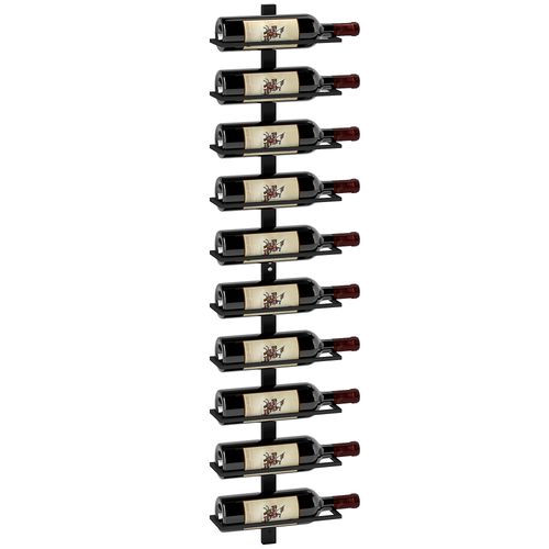 HOMCOM Wall Mount Wine Rack, Wall Wine Rack for 10 Wine Bottles, Black