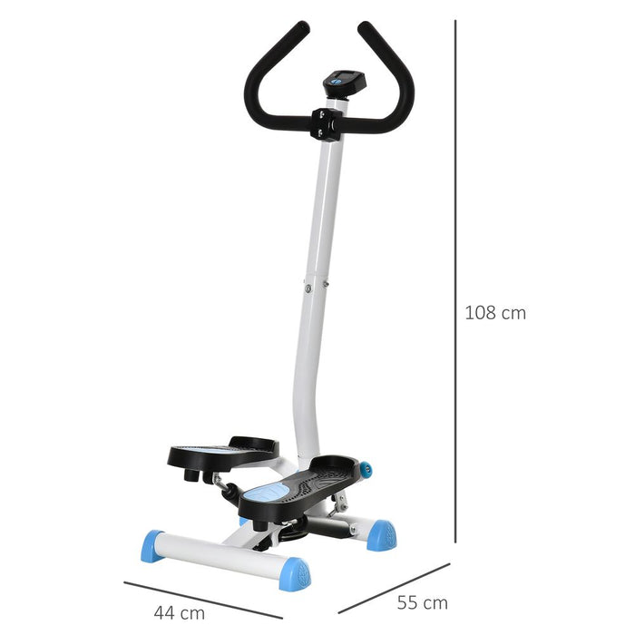 HOMCOM Twister Stepper, Step Machine, Aerobic Exercise Workout Machine w/Adjustable Resistance, LCD Screen and Handlebars - Blue