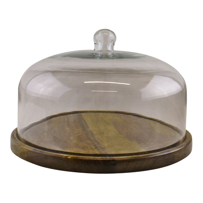 Mango Wood Cake Stand - Glass Dome - High Quality