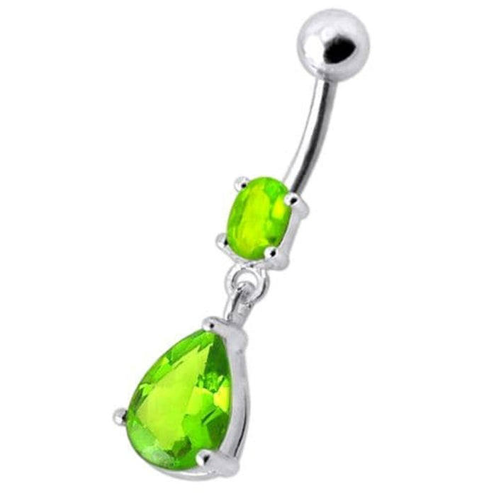 Fancy Tear Drop Jeweled Dangling Navel Ring