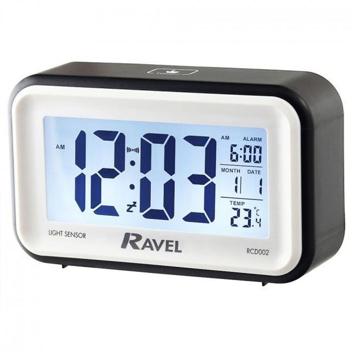 Ravel LCD Touch Alarm Clock Black RCD002.3 - Large Display & Smart Functions