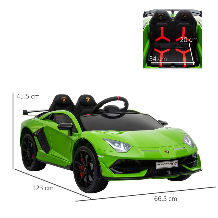 Lamborghini SVJ 12V Ride-On Car w/ Lights Music Remote 3-8 Yrs Green