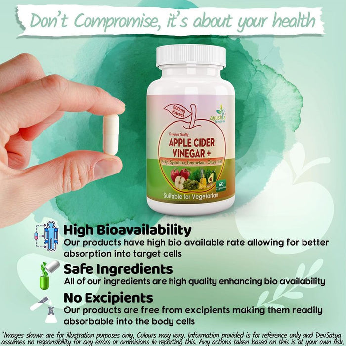 Premium Apple Cider Vinegar Capsule: Kelp, Spirulina, Bromelain, Olive Leaf - Boost Health, Digestion, Detox & Immune Support!