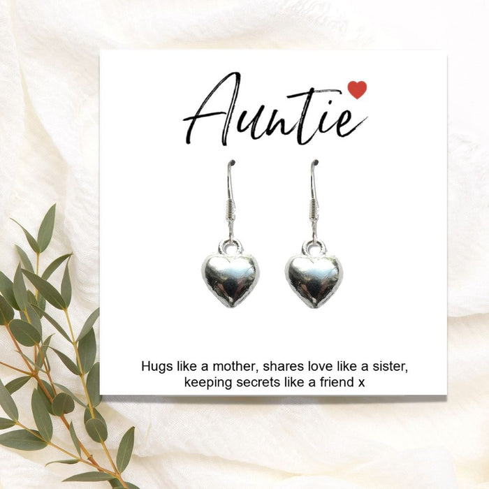 Auntie Heart Earrings & Gift Card | Ideal Birthday or Christmas Gift