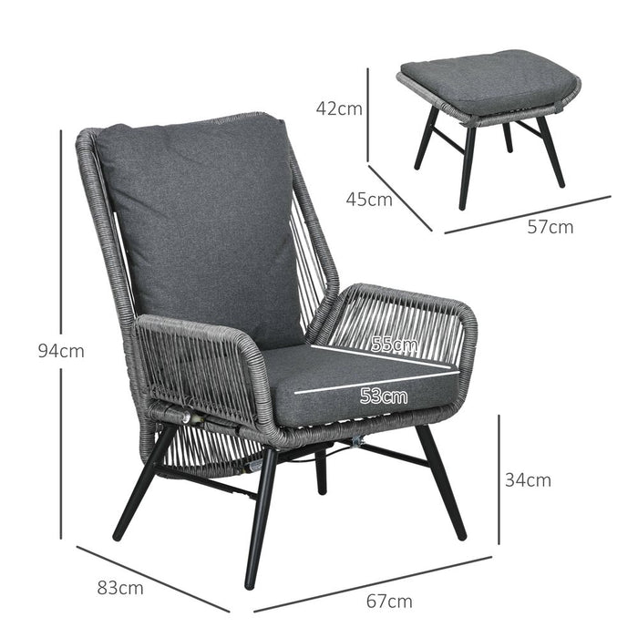 Premium Quality Adjustable Rattan Leisure Chair Set, Grey