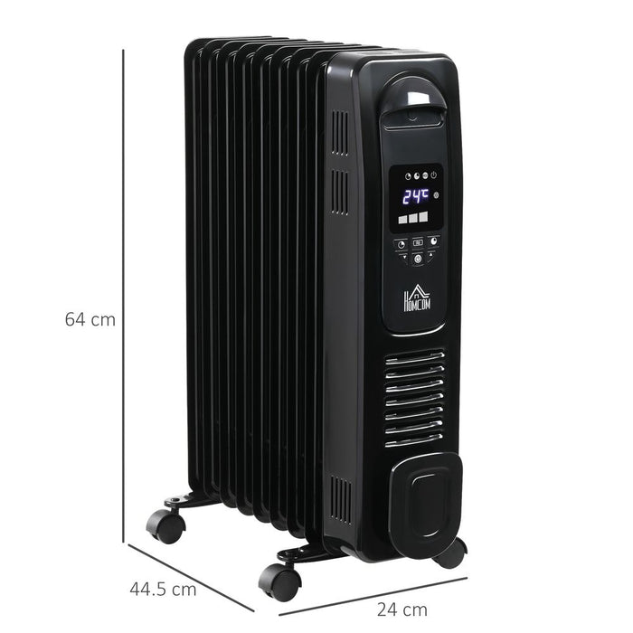 2000W Oil Filled Radiator Electric Heater LED Display Timer - Portable & Efficient Heating