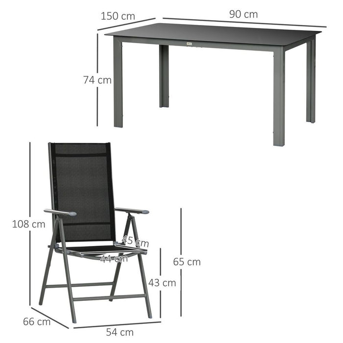 Premium Quality 7pc Outdoor Dining Set - Folding Chairs, Aluminum Table - Patio Furniture