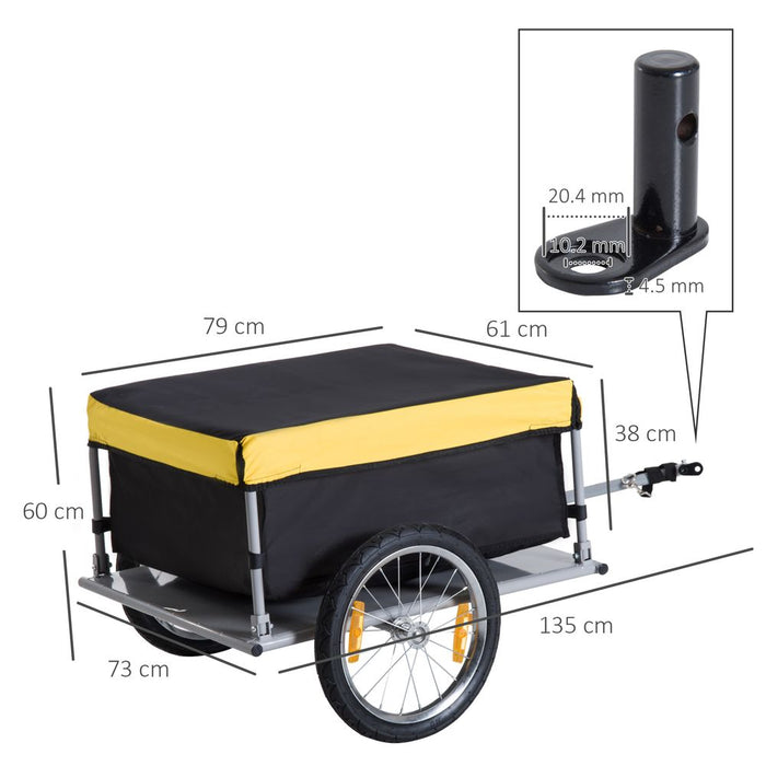 Premium Steel Bike Cargo Trailer - Secure Storage Cart, Bright Yellow Design