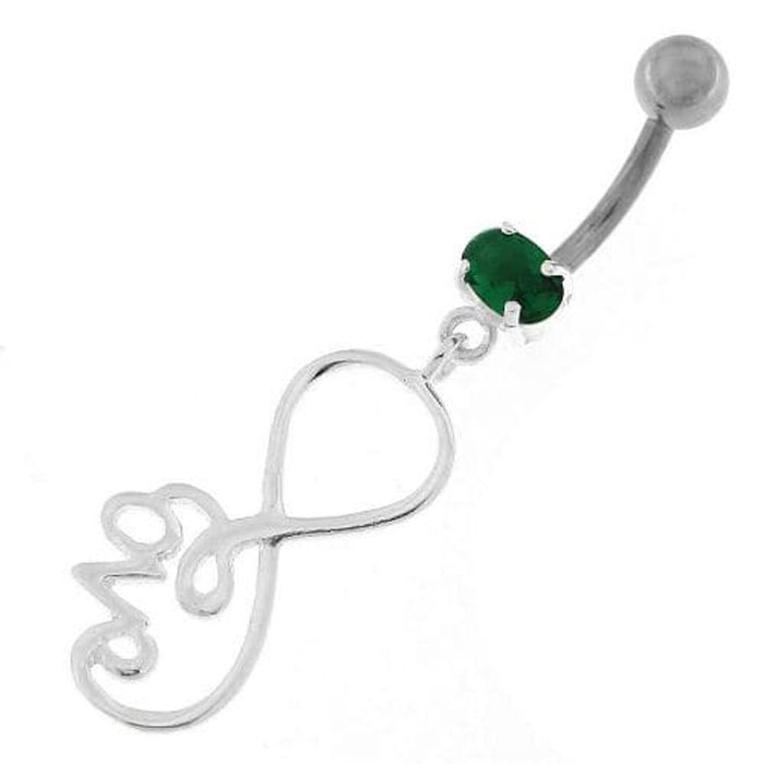 Infinity Love 925 Sterling Silver Belly Button Piercing