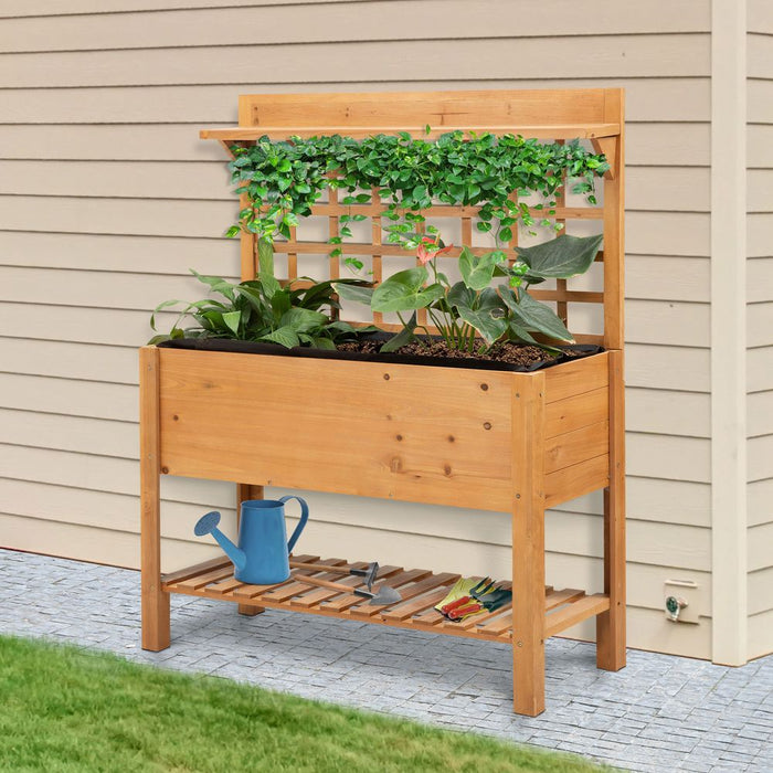 Premium 105x40x135cm Wood Planter Bed w/ 2 Shelves - High Quality & Durable - Ideal for Indoor & Outdoor Gardening