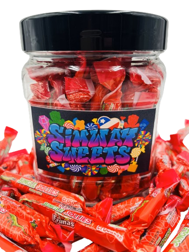 Premium Imported Strawberry Jungle Jollies - Ultimate Chewy Candy Jar - Simway Sweets - 530g, 48 Pieces