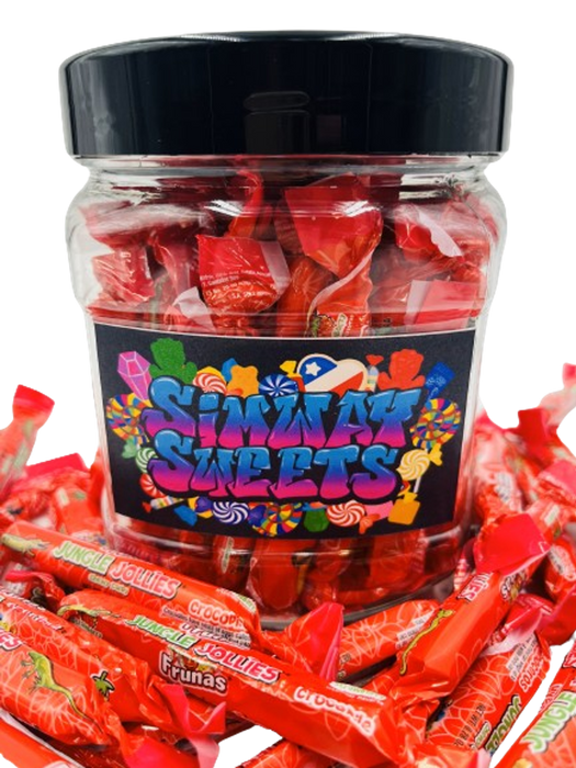 Premium Imported Strawberry Jungle Jollies - Ultimate Chewy Candy Jar - Simway Sweets - 530g, 48 Pieces