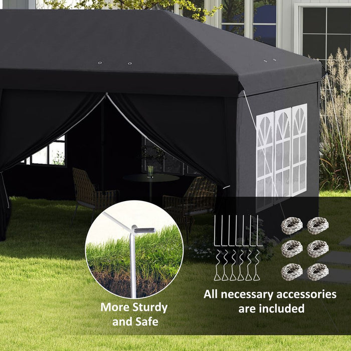 Outsunny 3 x 6m Pop Up Gazebo Height Adjustable Party Tent with Storage Bag