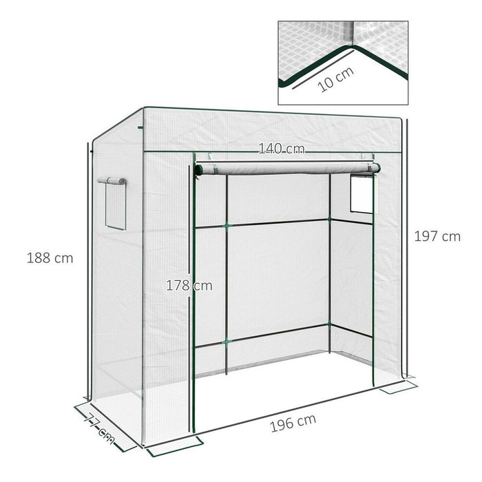 Outsunny Walk-in Garden Green House  Large Roll-up Door and 2 Mesh Windows White