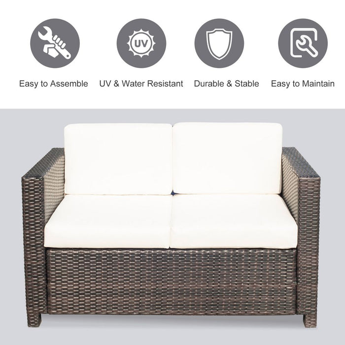 Outdoor 2-Seater Sofa Set | Brown Rattan | Table & Chair | Premium Quality