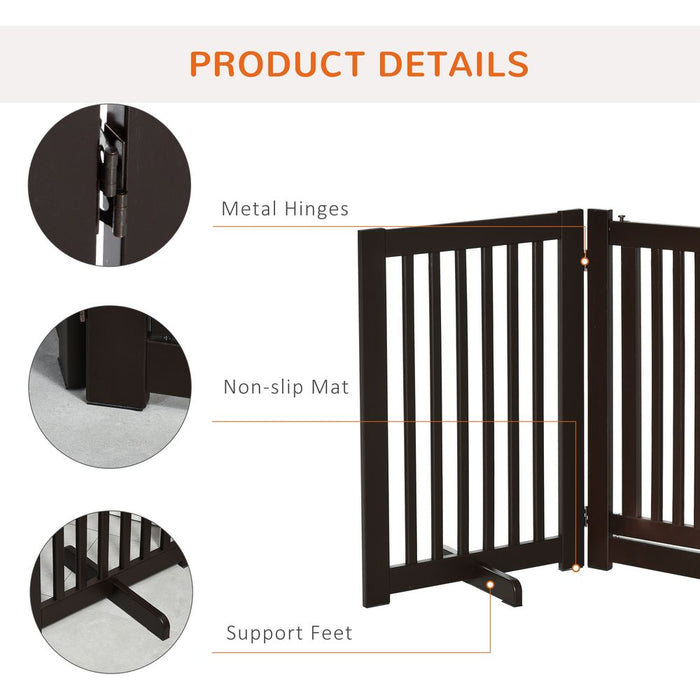 Premium MDF Dog Gate - Step Over Panel Fence - Expandable Folding - Brown