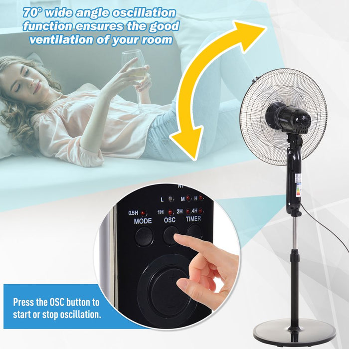 High-Powered RC Oscillating Floor Fan, 3 Speeds & 7.5-Hour Timer, Premium Quality, Remote Control Included