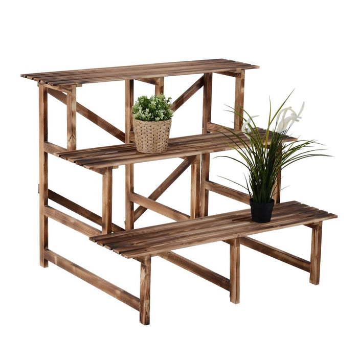 3-Tier Wooden Flower Pot Shelf - Stylish & Durable Garden Plant Stand