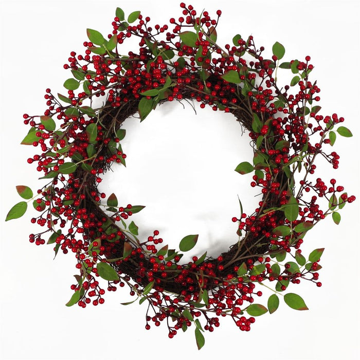 Deluxe 60cm (24") Christmas Red Berry Floristry Wreath - Luxury Natural Look, Large and Durable