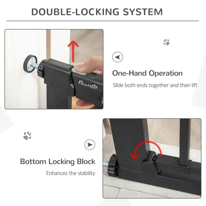 Safe & Secure 75-82 cm Pet Safety Gate, Auto Close, Double Lock, Black